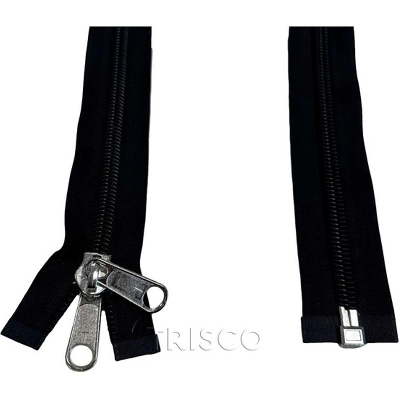 T zipper 100cm Single divided,double sliders black